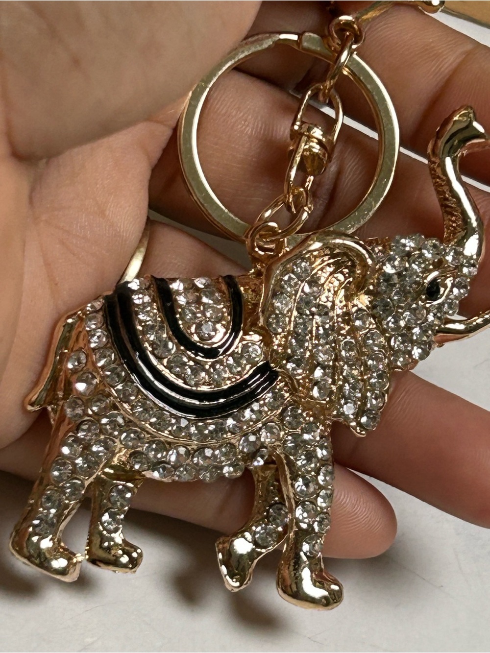 Gold-Tone Pink Crystal key chain Pendant Necklace - Women Jewelry